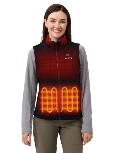 Women’s Heated Fleece Vest - Lightweight 4-Zone Layer Vest, Medium Black
