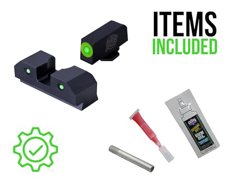 Green Tritium Night Sight Set for 17,19,22, Taurus GX4, Front & Rear Glow in The Dark