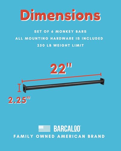 Black 22 Inch Outdoor Monkey Bars Set of 6 for Kids Playgrounds - Barcaloo Variation