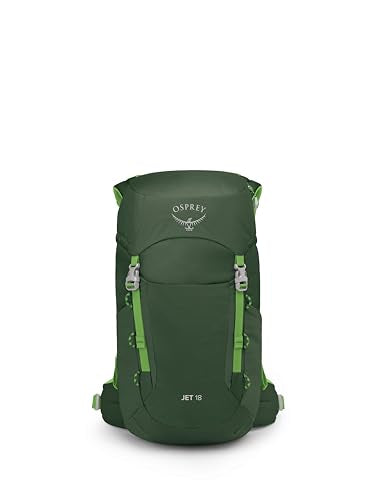 Osprey Jet 18L Kid's Hiking Backpack Green Canopy - Adjustable, Hydration-Ready