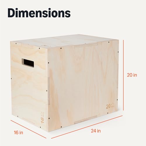 Amazon Basics 3-in-1 Wooden Plyo Box 24x20x16 Inch Home Gym Equipment