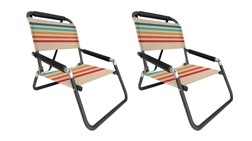 XL Rainbow Neso Beach Chair - Portable Foldable Recliner with Pockets & Shoulder Strap - 2 Pack