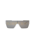Burberry Unisex White Plastic Rectangle Sunglasses with Logo Lens