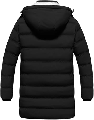 Pursky Men's Long Winter Coat XL Black Sherpa Lined Waterproof Puffer Jacket