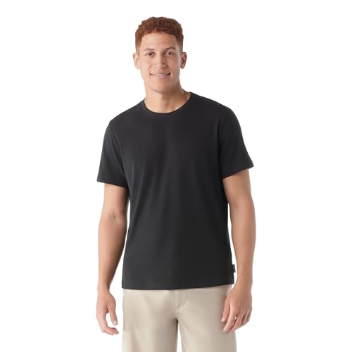 SmartWool Men's Perfect Crew Short Sleeve Tee X-Large Black - Merino Wool Cotton Blend