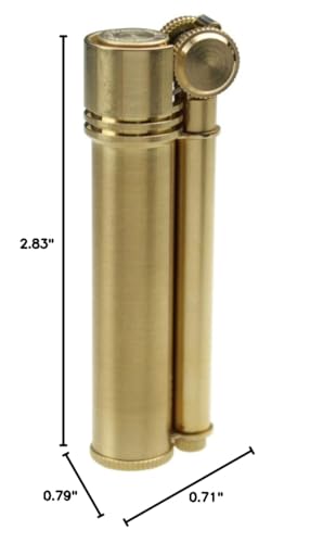 Brass Oil Lighter with Cylindrical Body - Douglass Field L Japan Made