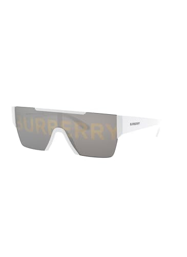 Burberry Unisex White Plastic Rectangle Sunglasses with Logo Lens
