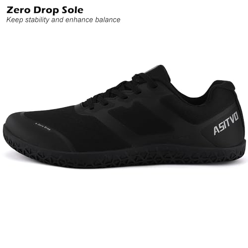 ASITVO Men's Wide Barefoot Zero Drop Cross Trainer Sneakers 14 Black