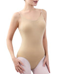 Medium Nude Seamless Ballet Leotard for Women with Clear Straps - Gymnastics & Dance Activewear