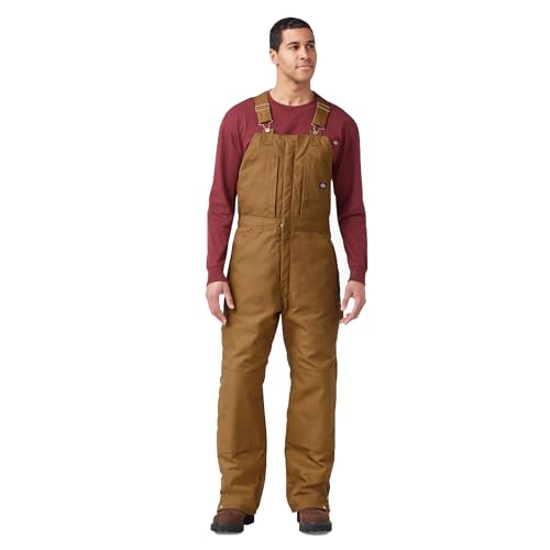 Dickies Men's Premium Insulated Duck Bib Overalls - X-Large Brown Water-Resistant Workwear