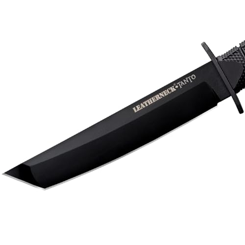 Cold Steel Leatherneck Tanto Fixed Blade Knife with D2 Steel, 7" Blade, Tactical Military-Style Knife with Sheath