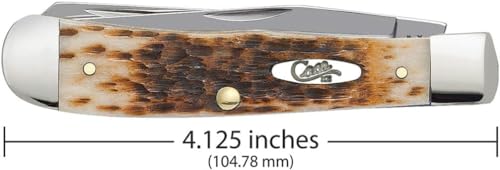 Pocket Knife Trapper with Genuine Amber Bone Handle & Sharpening Stone - 4 1/8 Inches