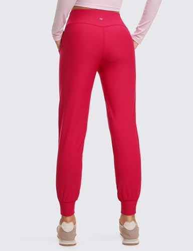 Women's Fleece Lined Joggers - Water Resistant Winter Workout Pants - Medium / Viva Magenta