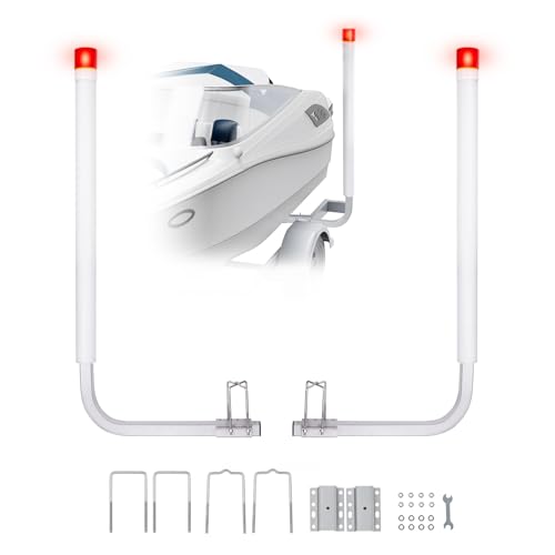 60-Inch LED Light Boat Trailer Guide Poles - Adjustable, Heavy-Duty Steel, Ski & Sailboat Trailer Guide with Shock Absorbing Cushions
