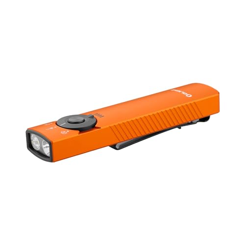 Rechargeable EDC Flat Flashlight with UV & Green Beam - Orange CW Variation