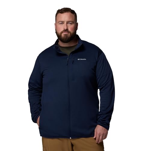 Columbia Men's Essential Hike Grid Fleece Jacket Large Collegiate Navy - Active Fit, Full Zip, Moisture-Wicking