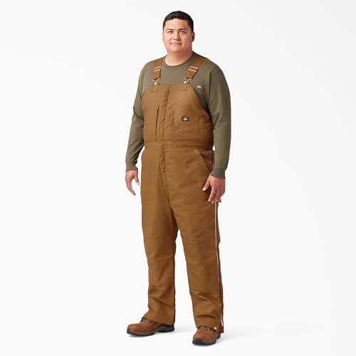 Dickies Men's Premium Insulated Duck Bib Overalls - X-Large Brown Water-Resistant Workwear