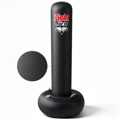 Black 70'' Inflatable Punching Bag with Stand - Freestanding Boxing Bag
