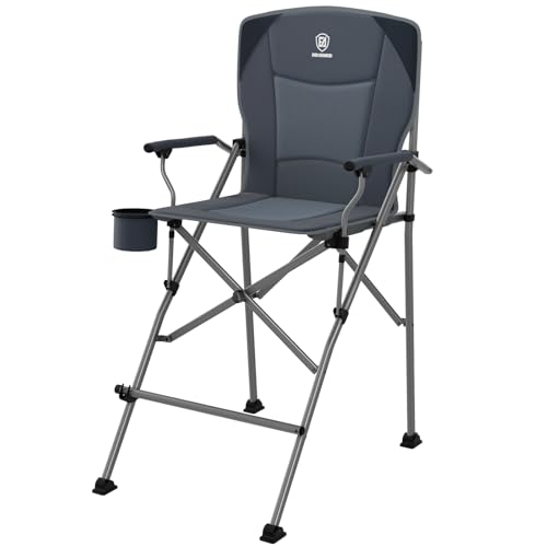 Ever Advanced Tall Foldable Camping Chair 31" with Carry Bag Grey - Support 300 lbs