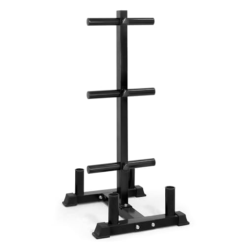 CAP Olympic Bumper Plate Tree Rack with 4 Barbell Holders - Heavy-Duty Steel Black 6-Post