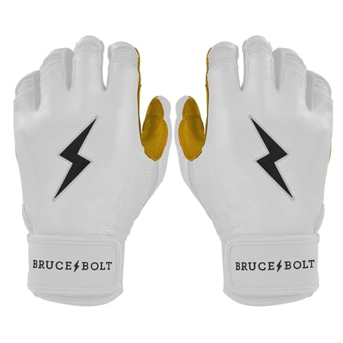Bruce Bolt Original Series Short Cuff Batting Gloves White X-Large Adult & Youth