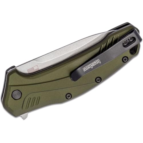 Kershaw Link Pocket Knife Olive Handle 3.25-Inch Drop Point Blade