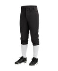 Girls Softball Pants Knickers Style with Pockets - Youth Kids, Regular 12.5-19" Inseam, Black