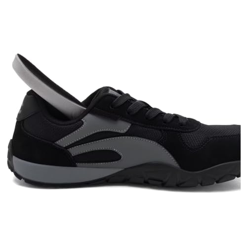 HOBIBEAR Unisex Minimalist Barefoot Shoes - Wide Toe Box Trail Runners - Black, 13 Women / 12 Men Wide Fit