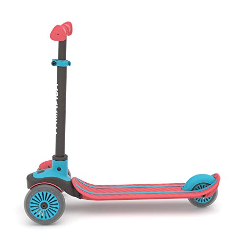 Chillafish Scotti 3-Wheel Lean-to-Steer Scooter with twintip Antislip Deck and Integrated Brake, Adjustable Height Handlebars, Comfy handgrips, for All Ages 3 and up, Red