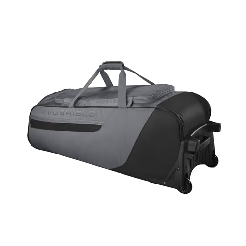 EvoShield Takeover Wheeled Bag Charcoal - Large Sports Gear Duffel with Custom Panel