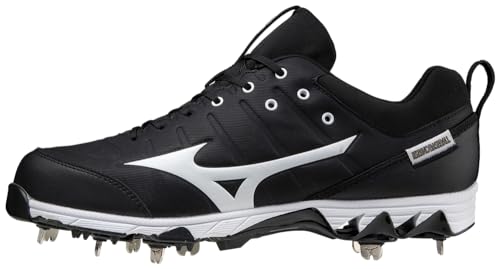 Mizuno Men's Ambition 2 Baseball Cleats - 9-Spike Metal Shoe, Black/White, Size 7
