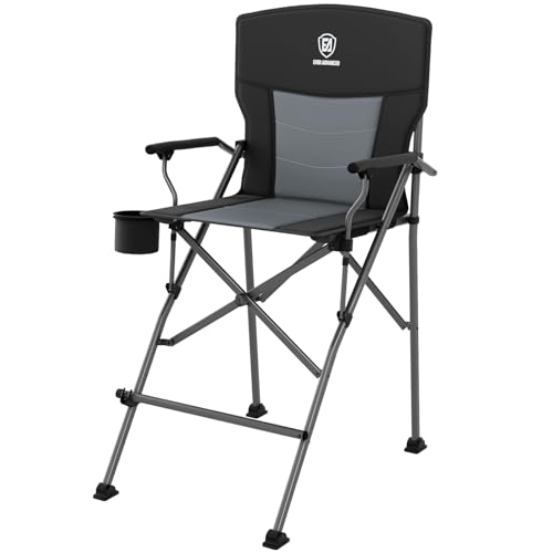 Ever Advanced Tall Foldable Camping Chair with Carry Bag Black - 31" Seat Height, Padded, Supports 300 lbs