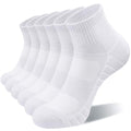 Lapulas Athletic Quarter Socks for Men Women White Large Mesh Cushioned Arch Support Non-Slip Running Ankle Socks - 6 Pack