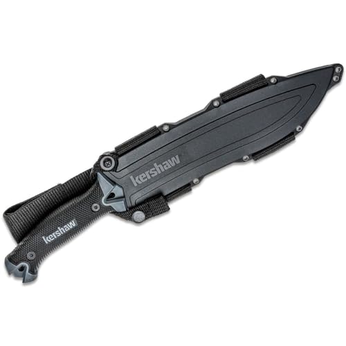 Kershaw Camp 10 Machete - Model 1077, 10-Inch Fixed Recurve Blade, Black