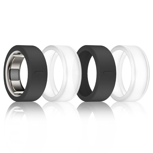 Silicone Ring Cover for Oura Ring Gen 3/4 - Black & Clear, Size M