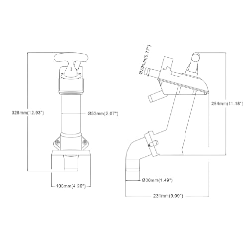 Seaflo Manual Toilet Pump Handle Kit for Marine Toilets - Easy Lock System