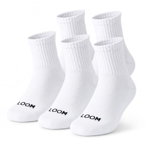 Athletic Ankle Socks Men Women Combed Cotton 5-6 Pairs Small-Medium White