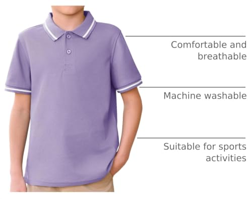 Kids Boys Short Sleeve School Uniform Polo Shirts - Pique Cotton Top 5-14 Years
