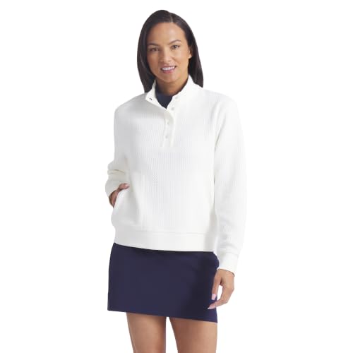 PUMA Golf Women's Boulder 1/2 Snap Pullover - Small, Warm White