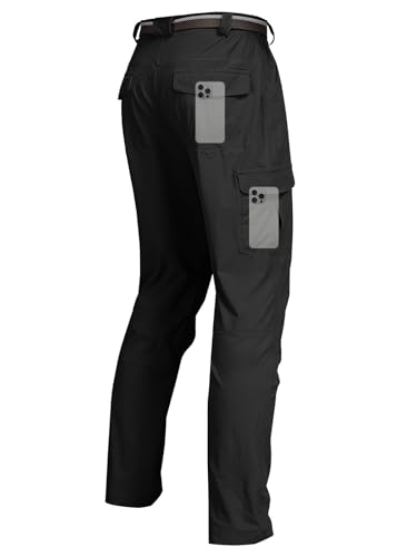 Men's Cargo Hiking Pants Water-Resistant Lightweight Quick-Dry Work Pants - Black XX-Large