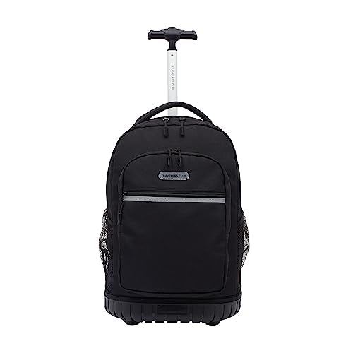 Travelers Club 18-Inch Water-Resistant Rolling Backpack with Shoulder Straps - Black
