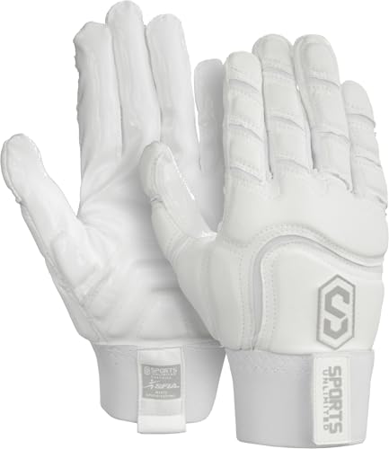 Men's White Football Lineman Gloves Max Clash Apex Padding Large