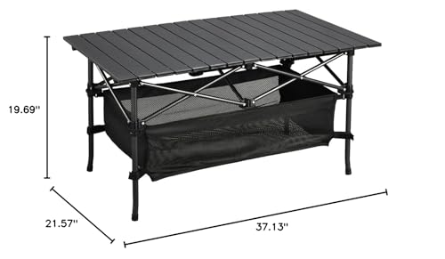 Lightweight Aluminum Folding Camping Table 37x22 Inches Portable Outdoor Dining & Picnic