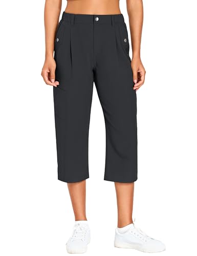 Women's Quick Dry Hiking Cargo Capris - X-Large Black Travel Pants