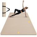 ididi 6'x4' Reversible Yoga Mat - 10mm Thick Beige & Black Non-Slip Support