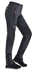 Women's Waterproof Insulated Snow Ski Pants - Softshell Snowboard Trousers with Zipper Bottom - Grey, Size 8