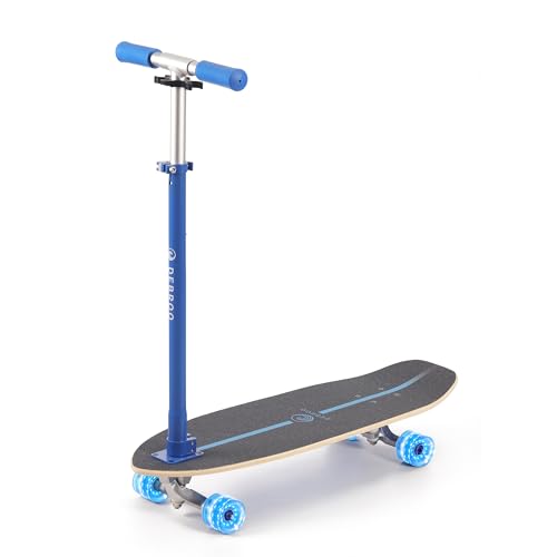 Kids 2-in-1 Skateboard & Lean-to-Steer Scooter with LED Wheels, Adjustable Handlebar