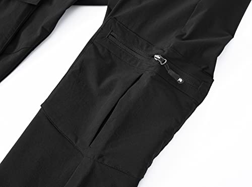 Women's Lightweight Hiking Pants - Quick Dry, UPF 50, Cargo with 6 Pockets, Large Black