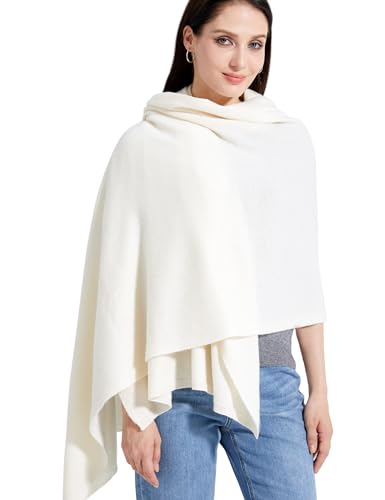 White Cashmere Blend Wrap Scarf for Women - Large 87x28 Travel & Fashion Accessory - Variation: White