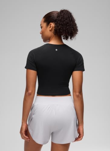 CRZ YOGA Seamless Crop T-Shirt - Medium Black